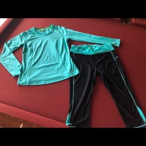 Bright Mint green & Black 2 piece workout set